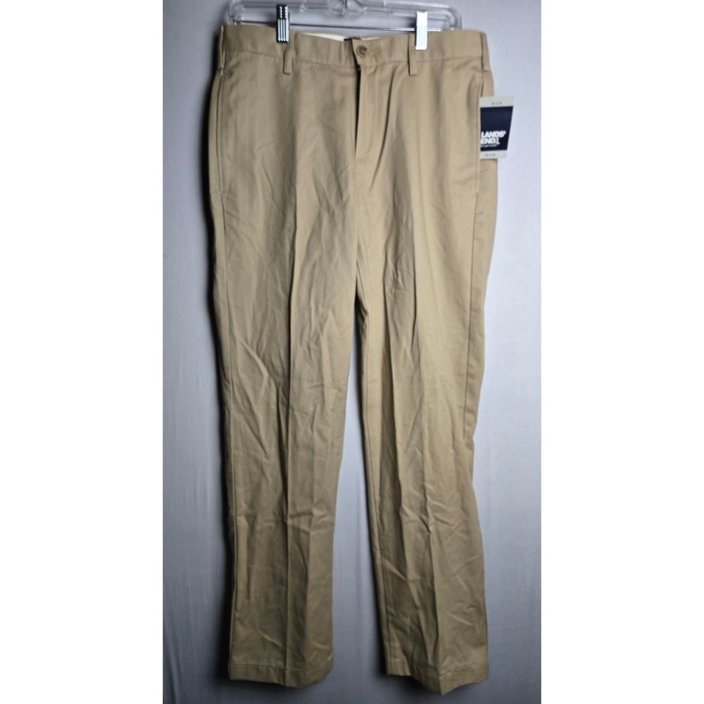 Lands End Mens Traditional Fit Chino Pants Khaki Tan 100% Cotton 30x30 NWT